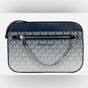 Michael Kors Blue and Gray MK Crossbody Bag